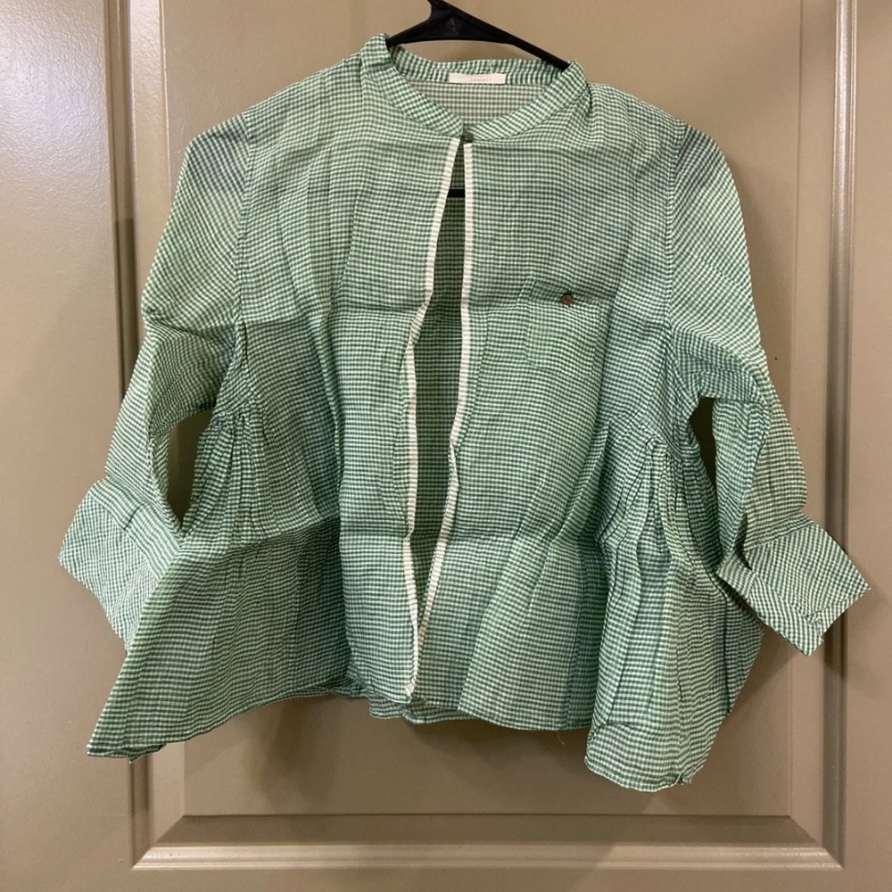 Elegant Green Checkered Women's Blouse (item A7)